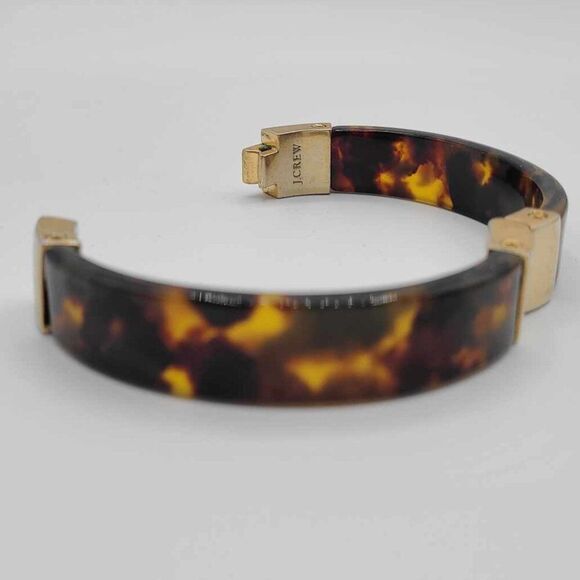 J Crew Faux Tortoise Hinged Bangle Bracelet - Picture 5 of 7